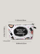 Cosmetic &amp; Letter Graphic Zipper Makeup Bag