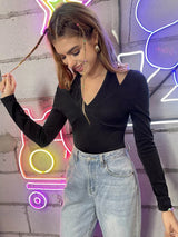 Cut Out Shoulder Low Back Tee