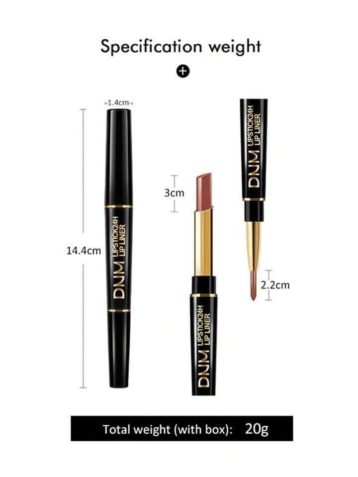 Double-ended Lipstick &amp; Lip Liner, Long-lastin Non-stick Nude `12
