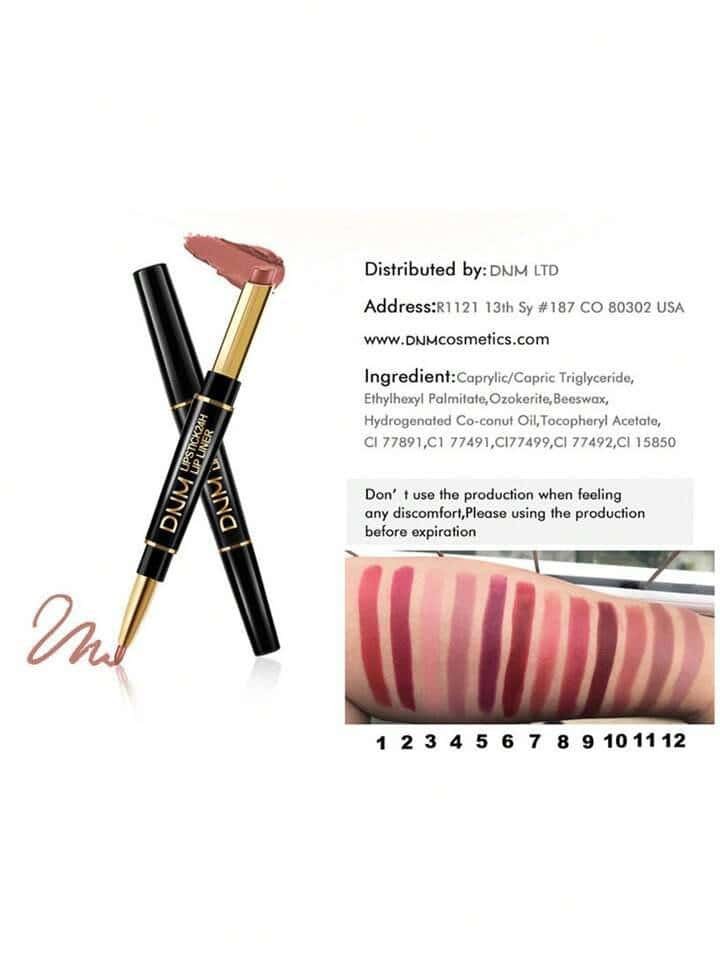 Double-ended Lipstick &amp; Lip Liner, Long-lastin Non-stick Nude `12