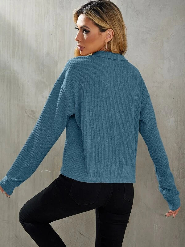 Drop Shoulder Rib-knit Tee
