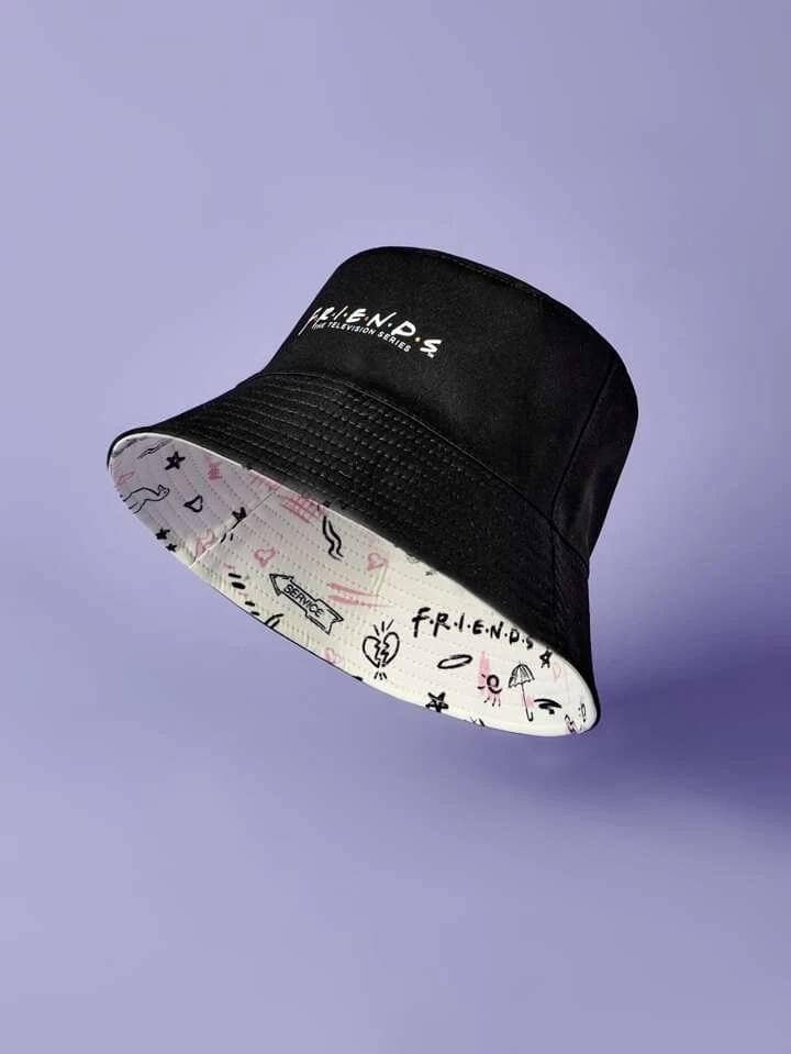 FRIENDS X SHEIN Letter &amp; Star Pattern Bucket Hat Street