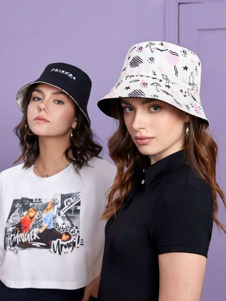 FRIENDS X SHEIN Letter &amp; Star Pattern Bucket Hat Street