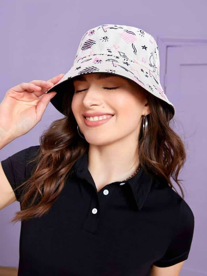 FRIENDS X SHEIN Letter &amp; Star Pattern Bucket Hat Street
