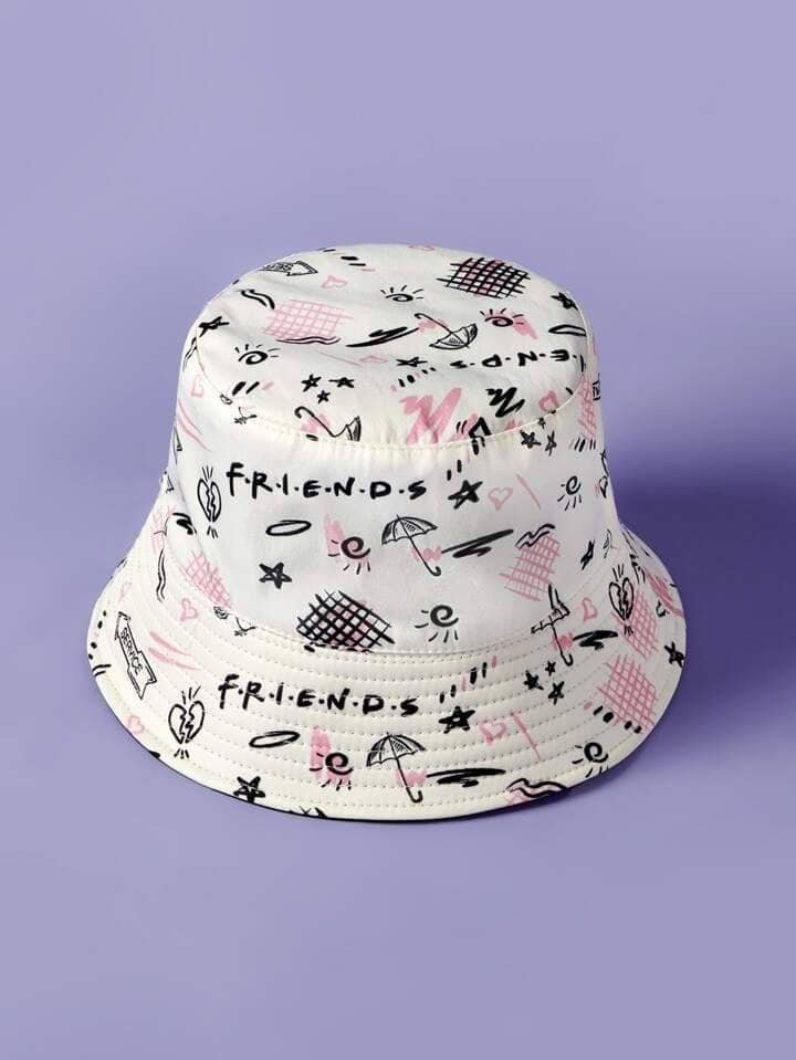 FRIENDS X SHEIN Letter &amp; Star Pattern Bucket Hat Street