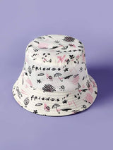 FRIENDS X SHEIN Letter &amp; Star Pattern Bucket Hat Street