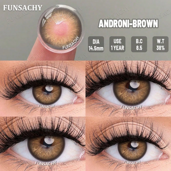 FUNSACHY Brown Colored Contact Lenses, 14.5mm Natural Soft Disposable Contact Lenses