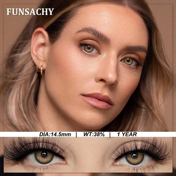FUNSACHY Brown Colored Contact Lenses, 14.5mm Natural Soft Disposable Contact Lenses