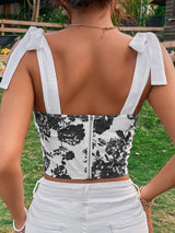 Floral Print Knot Shoulder Cami Top