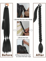 Hair Extensions With Hair Tie Soft Synthetic Straight Hair Wrap