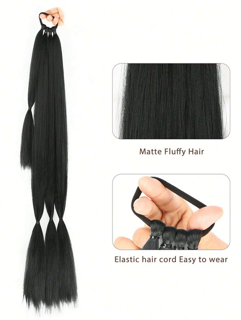 Hair Extensions With Hair Tie Soft Synthetic Straight Hair Wrap