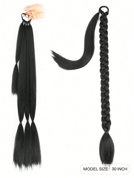 Hair Extensions With Hair Tie Soft Synthetic Straight Hair Wrap