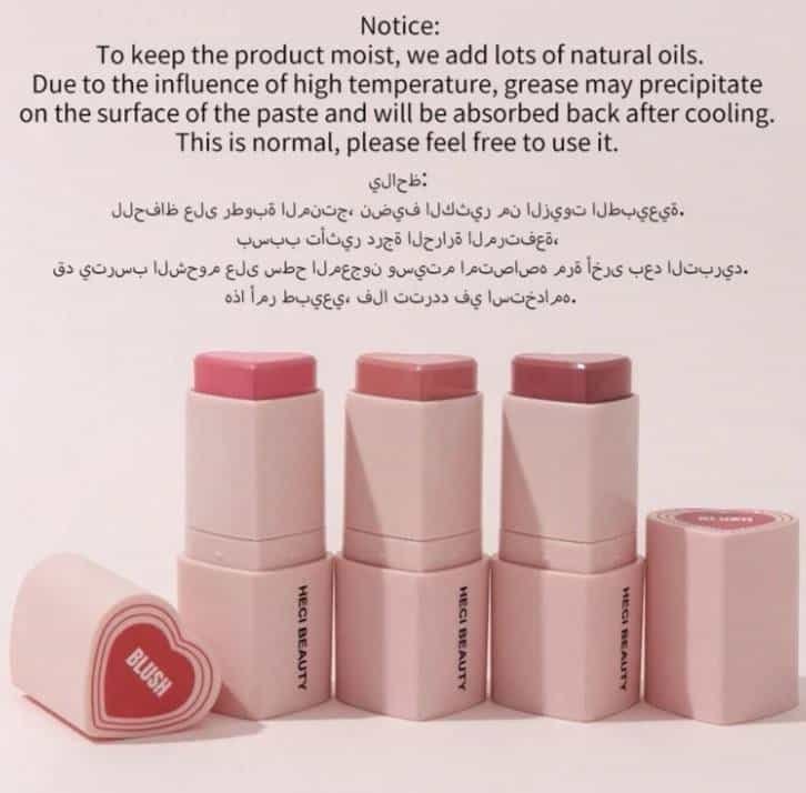 Heart-shaped 3-in-1 Cream Blush Stick pink Bubble