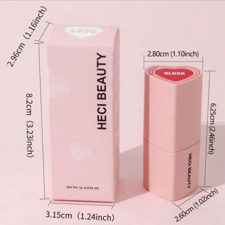 Heart-shaped 3-in-1 Cream Blush Stick pink Bubble