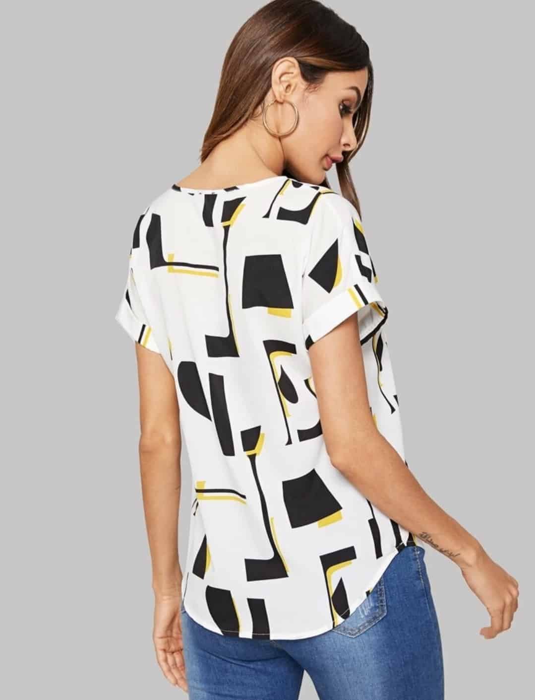 Rolled Cuff Geo Top