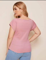 Plus Sweetheart Neck Rib-knit Tee