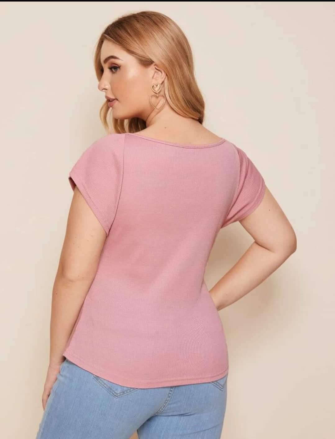 Plus Sweetheart Neck Rib-knit Tee