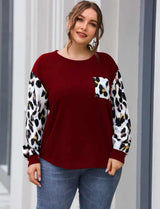 Plus Graphic Print Colorblock Curved Hem Tee