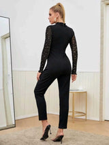 Contrast Galaxy Mesh Yoke Jumpsuit
