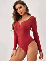 SHEIN V-bar Fitted Solid Bodysuit