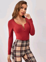SHEIN V-bar Fitted Solid Bodysuit