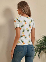 Fruit Print Scoop Neck Tee