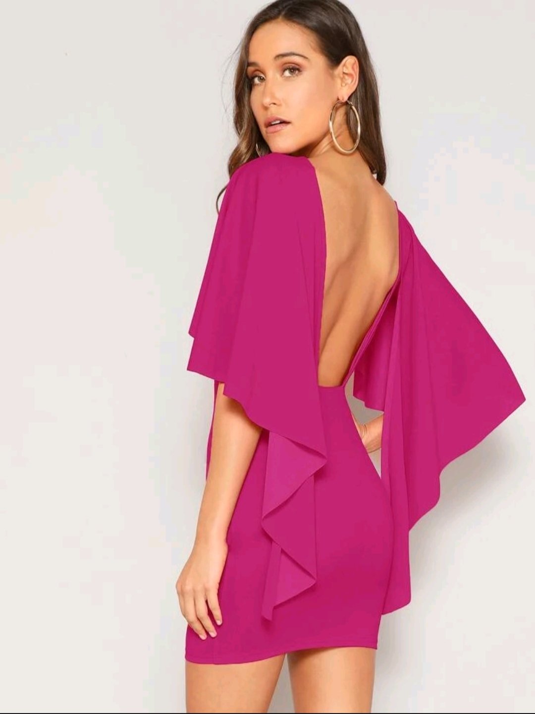 SHEIN Open Back Asymmetrical Cloak Sleeve Dress