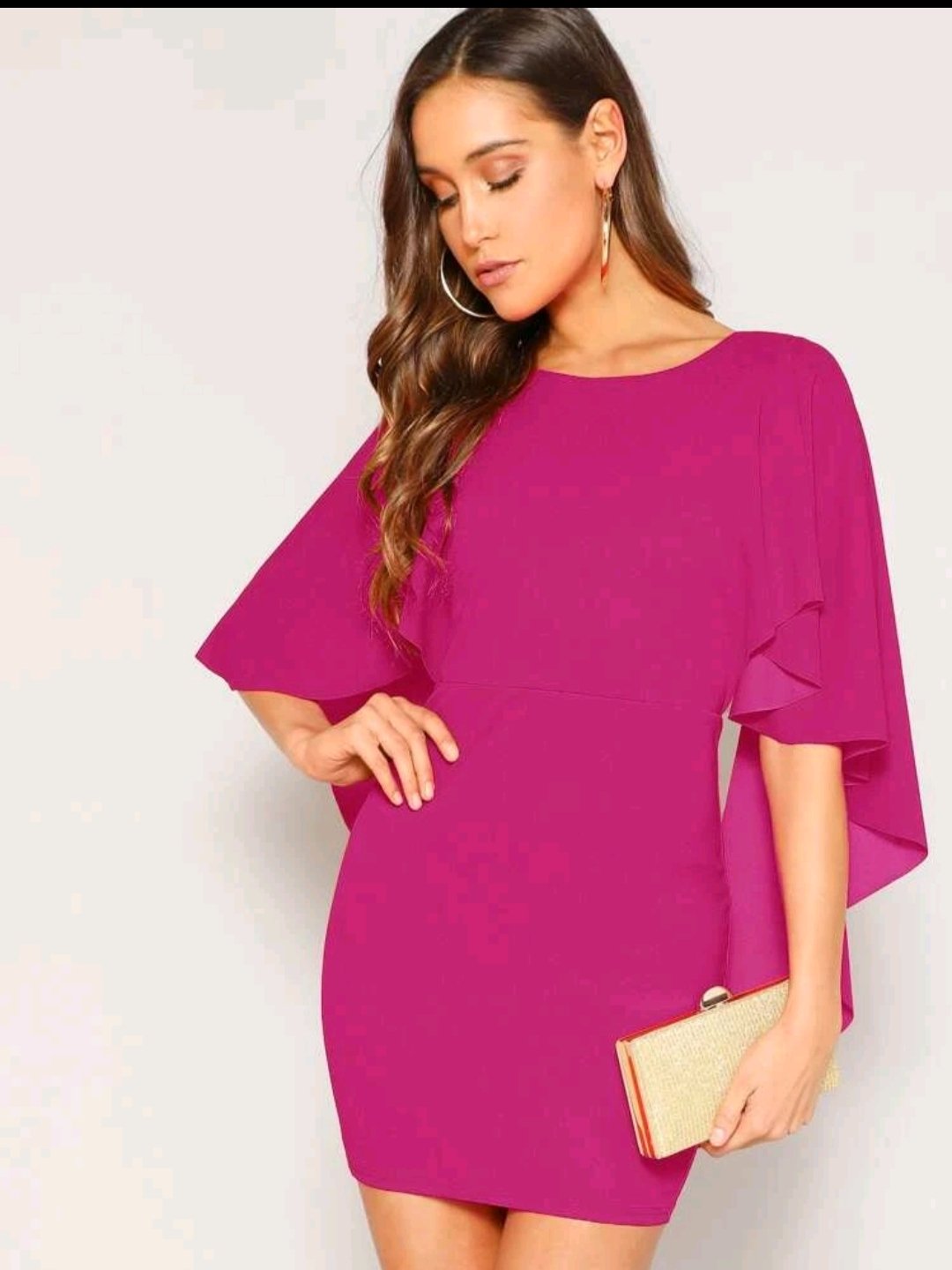 SHEIN Open Back Asymmetrical Cloak Sleeve Dress