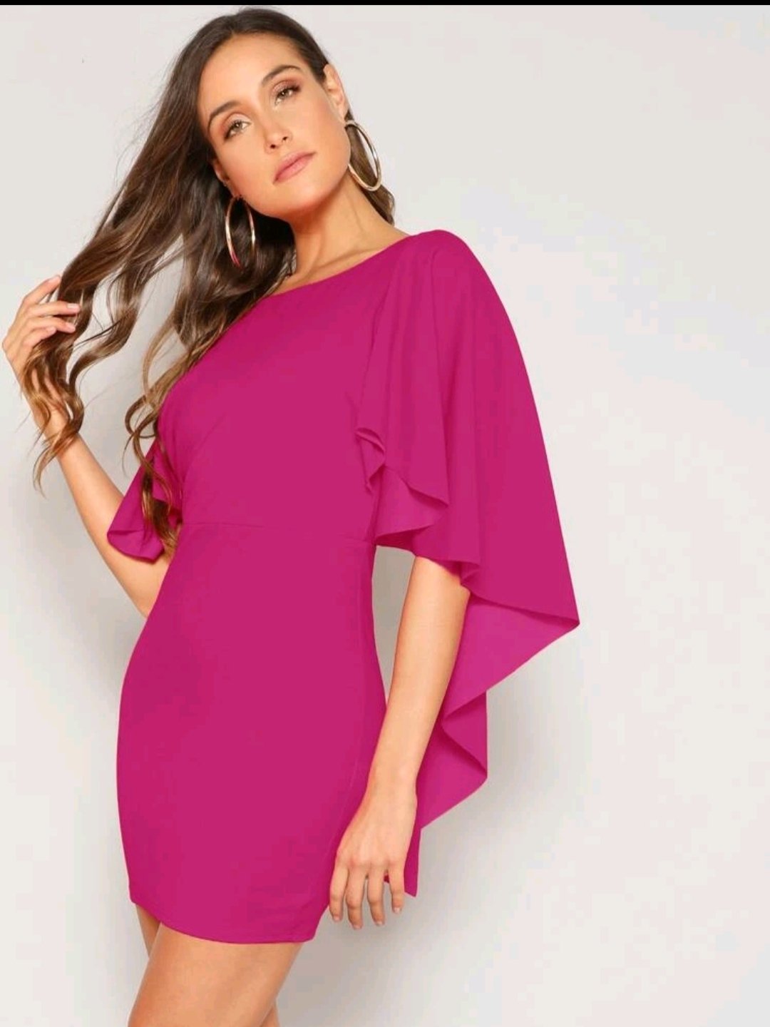 SHEIN Open Back Asymmetrical Cloak Sleeve Dress