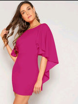 SHEIN Open Back Asymmetrical Cloak Sleeve Dress