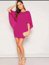 SHEIN Open Back Asymmetrical Cloak Sleeve Dress