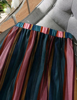 Plus Striped Print Mesh Insert Skirt