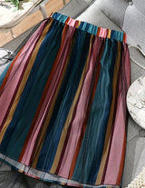 Plus Striped Print Mesh Insert Skirt