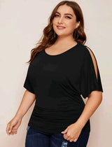 Plus Solid Slit Sleeve Tee