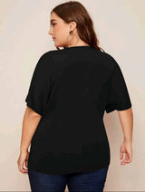 Plus Solid Slit Sleeve Tee