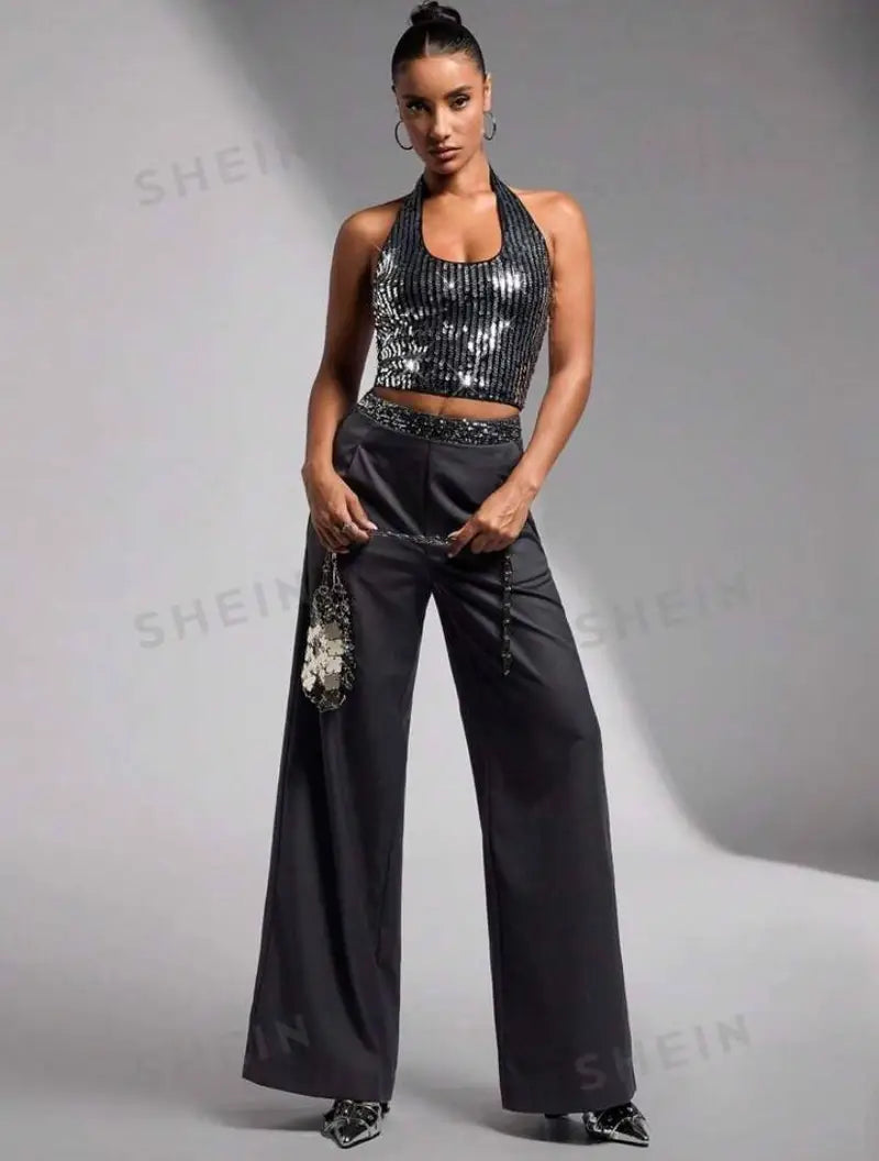 SHEIN BAE Women's Silver Fashionable And Versatile Outing