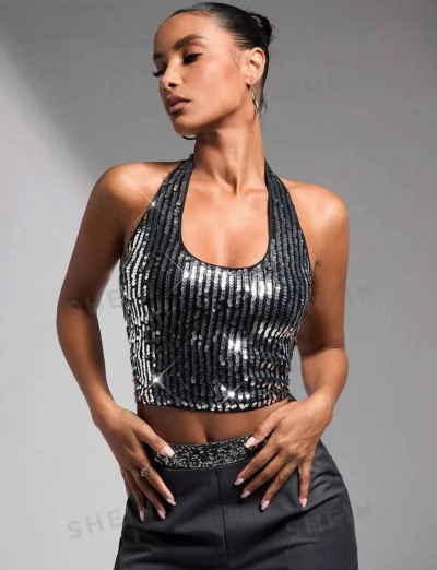 SHEIN BAE Women's Silver Fashionable And Versatile Outing