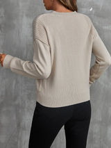 Lace Up Front Drop Shoulder Sweater