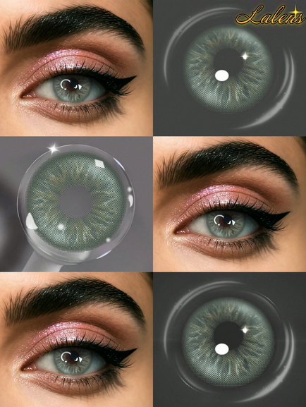 Lalens Green Brown Color Contact Lenses, Half-Yearly Disposable, Suitable For Dark Brown Eyes