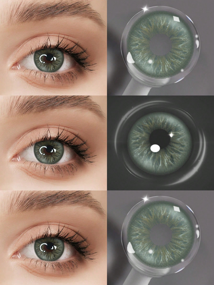 Lalens Green Brown Color Contact Lenses, Half-Yearly Disposable, Suitable For Dark Brown Eyes