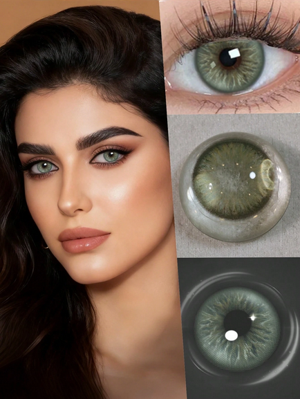 Lalens Green Brown Color Contact Lenses, Half-Yearly Disposable, Suitable For Dark Brown Eyes