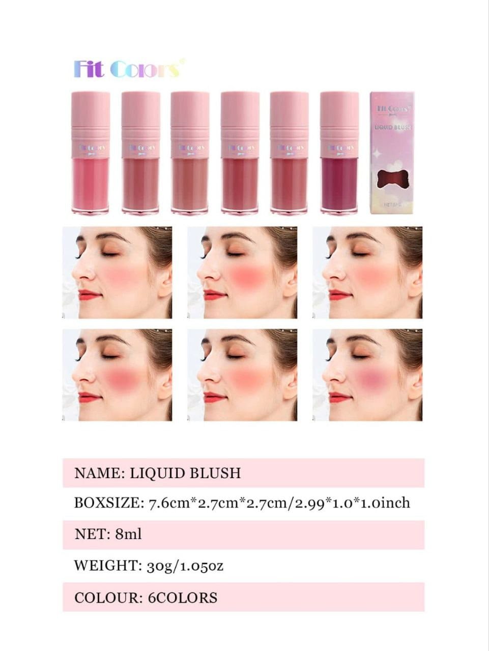 Liquid Blush,1Pc Highly Pigmented Liquid Blush Long-Wearing Brightening Blush 06 Dusk