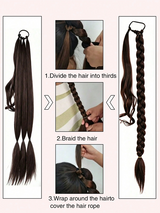 Long Braided Ponytail Hair Extension (Includes Hair Tie), Straight Wrap-Around Synthetic Fiber Hair Piece