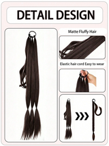 Long Braided Ponytail Hair Extension (Includes Hair Tie), Straight Wrap-Around Synthetic Fiber Hair Piece