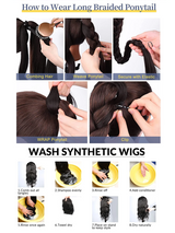 Long Braided Ponytail Hair Extensions With Hair Tie, Soft Synthetic Straight Hair Wrap Around Extensions