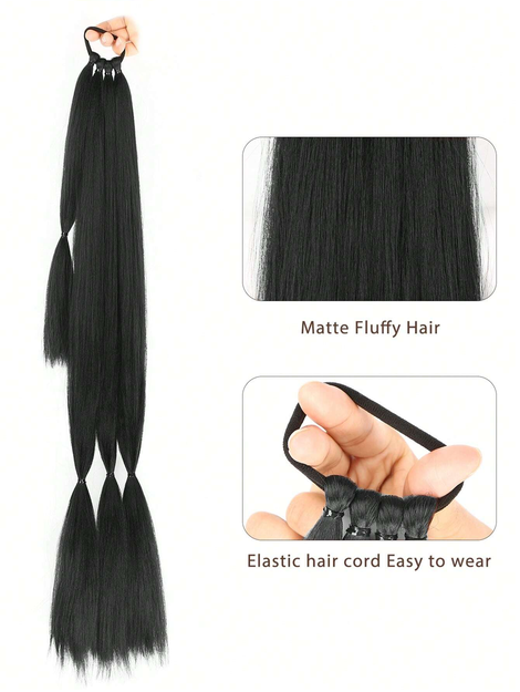 Long Braided Ponytail Hair Extensions With Hair Tie, Soft Synthetic Straight Hair Wrap Around Extensions