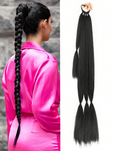 Long Braided Ponytail Hair Extensions With Hair Tie, Soft Synthetic Straight Hair Wrap Around Extensions