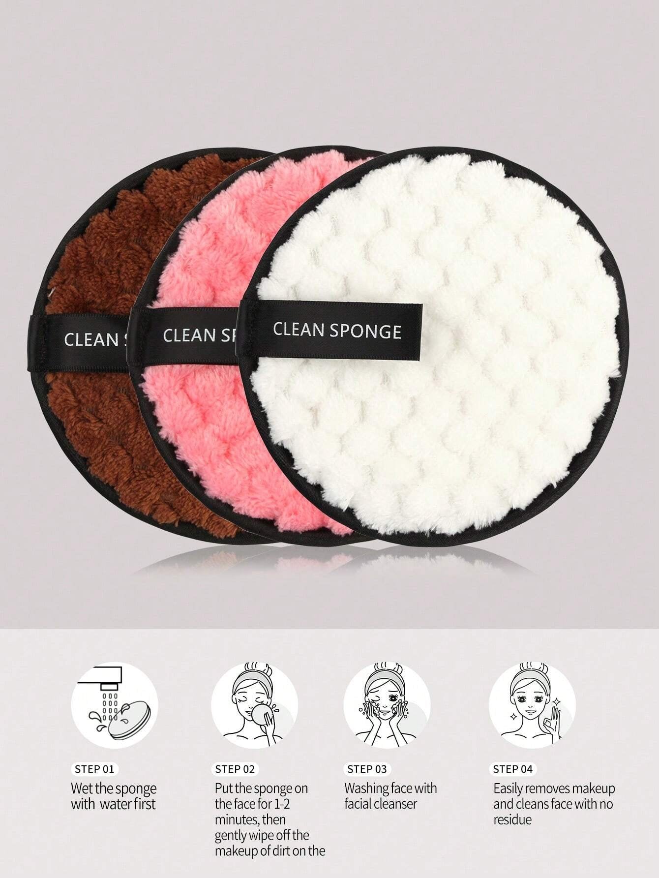 MAANGE 3pcs Makeup Remover Puff,Soft And Skin Friendly Face Towel,Cleanning Tools