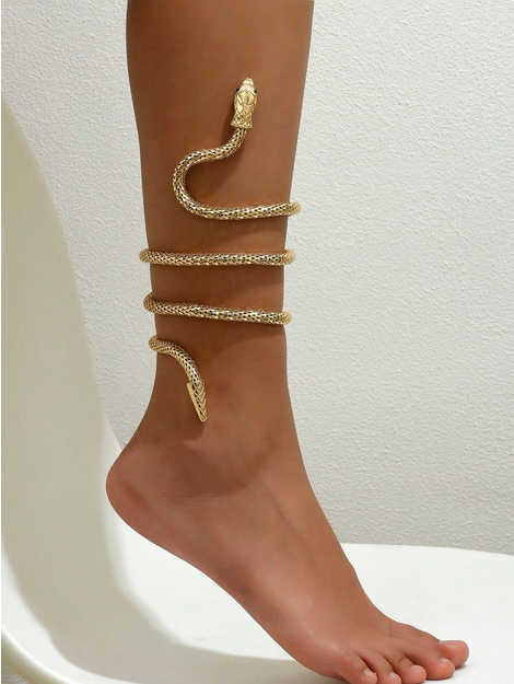 Metal ankle bracelet wrapped in snake