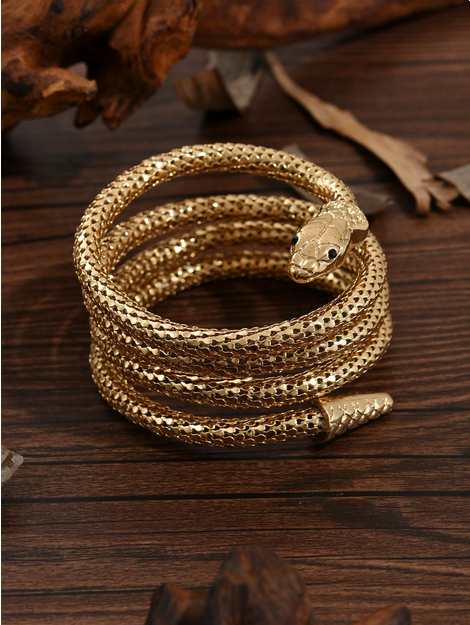 Metal ankle bracelet wrapped in snake